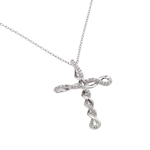 wholesale sterling silver cz tied cross pendant necklace