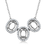 wholesale sterling silver 3 cz halo mounting necklace