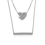 wholesale sterling silver double chain heart and bar necklace