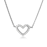 wholesale sterling silver cz open heart necklace