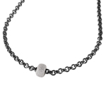 sterling silver black rhodium plated rolo chain necklace