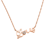 sterling silver rose gold plated cz love pendant necklace