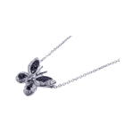 sterling silver black butterfly pendant necklace