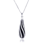sterling silver teardrop black onyx striped curved cz necklace