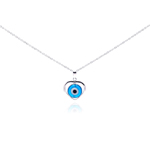 sterling silver open heart evil eye cz necklace