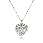wholesale sterling silver wave open heart cz necklace