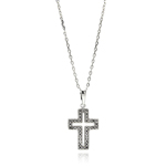 wholesale sterling silver open cross cz necklace