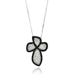 wholesale sterling silver black and cross cz necklace