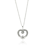 wholesale sterling silver open heart cz outline necklace