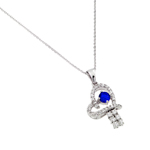 wholesale sterling silver blue cz heart pendant
