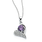 wholesale sterling silver open heart pink cz inlay necklace