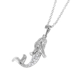 wholesale 925 sterling silver cz mermaid charm necklace