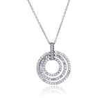 sterling silver 3 rows circle pendant necklace