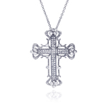 sterling silver fancy cross pendant necklace