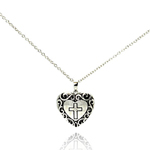 wholesale 925 sterling silver cz black onyx heart cross pendant necklace