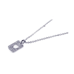 wholesale 925 sterling silver cz heart rectangle dogtag pendant necklace