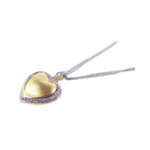 sterling silver gold plated cz heart pendant necklace