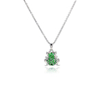 wholesale 925 sterling silver green cz frog pendant necklace