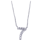 wholesale sterling silver cz number 7 pendant necklace