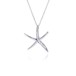 wholesale sterling silver cz starfish pendant necklace