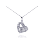 wholesale sterling silver diamond heart pendant necklace