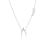 wholesale sterling silver cz wishbone pendant necklace