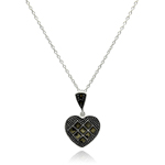 sterling silver black rhodium plated black cz heart pendant necklace