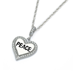 wholesale sterling silver cz peace heart pendant necklace
