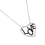 wholesale sterling silver cz heart black rhodium plated black cz love pendant necklace