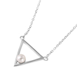 wholesale sterling silver open triangle pearl necklace