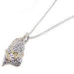 sterling silver textured heart pendent with cz and gold plated accents necklace
