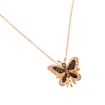sterling silver rose gold plated butterfly black and cz necklace