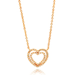 sterling silver rose gold plated open heart cz necklace