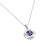 wholesale sterling silver circle center purple cz necklace
