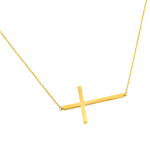 sterling silver gold plated plain sideways solid cross pendant necklace