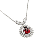 wholesale sterling silver red cz drop shape pendant necklace