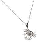 wholesale sterling silver cz crab holding synthetic pearl pendant necklace