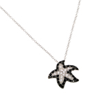 wholesale sterling silver and black cz starfish pendant necklace