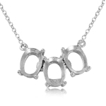 wholesale sterling silver 3 mounting necklace