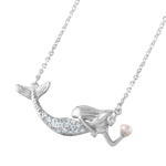 wholesale sterling silver cz mermaid pendant necklace