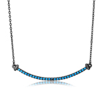 sterling silver black rhodium plated line turquoise necklace
