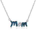 wholesale sterling silver turquoise and cz stones mom necklace
