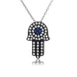 wholesale sterling silver cz hamsa necklace