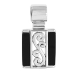 sterling silver swirl bali design pendant with onyx accents