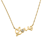 sterling silver gold plated cz love pendant necklace