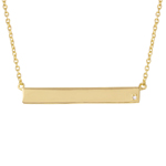sterling silver gold plated bar necklace with diamond