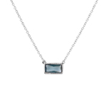 wholesale sterling silver blue cz rectangle necklace