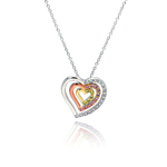 sterling silver gold rose gold and rhodium plated 3 graduated heart necklace