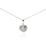 sterling silver heart locket pendant necklace