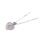sterling silver yellow cz rhodium plated double heart pendant necklace